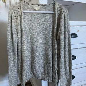 LA Hearts Heathered Gray Open Knit Sweater